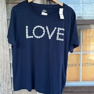 J. crew navy “Love” tee XL. NWT